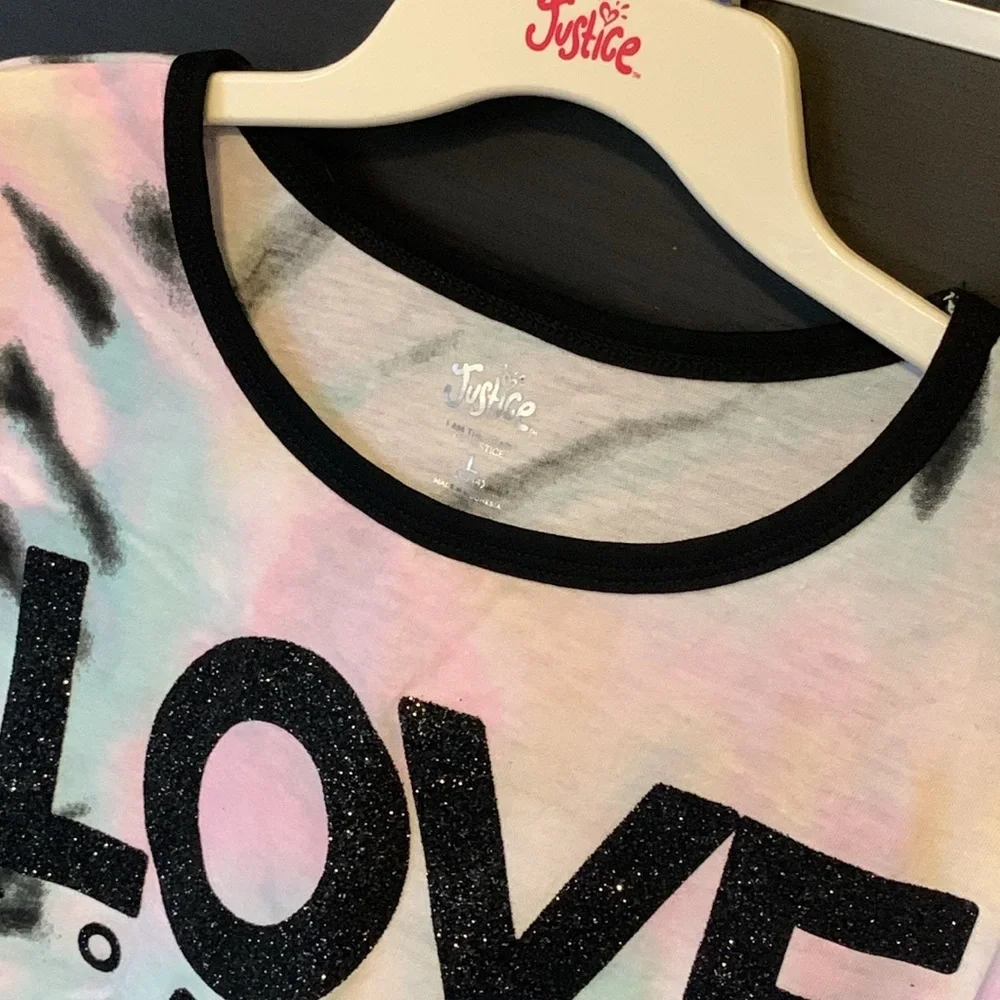 Justice Girls Short Sleeve Graphic “Love Together” Boxy Tee Shirt